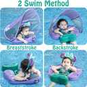 Mambobaby Float Upgrade Add Tail Baby Float with Canopy for Infant Waist Swimming Ring Swim Trainer Non-Inflatable Floats Toys with Adjustable Safety Strap (Purple Mermaid), Medium