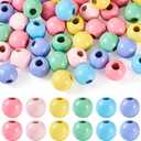 50Pcs Wooden Beads for Crafts, 25mm Colored Wooden Beads Dyed Wood Beads Large Hole Round Wood Spacer Beads Wooden Hair Beads for Garland Jewelry Making Holiday Party Decoration (Mix Colors)