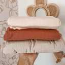meowcards Muslin Swaddle Blankets for Baby, Unisex Baby Boys Girls Essentials, Large 47 x 47 inches, Boho Receiving Blankets Newborn Registry Must Haves (Beige & Sage, Printed)