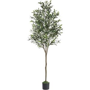 Alupssuc Olive Trees Artificial Indoor, 6FT Tall Faux Olive Tree with White Planter, Artificial Plants with Lifelike Fruits and Realistic Leaves for Modern Home Office Living Room Decor