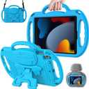 AVAWO Kids Case for iPad 9th Generation 10.2 inch, iPad 8th Gen Cover with Shoulder Strap for 9/8/7 Gen 2021/2020/2019, Blue
