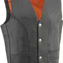 Milwaukee Leather Men's Black Buffalo Nickel Snap Classic Leather Vest - ML1368 (48)