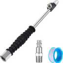 6-Inch Dual Head Air Chuck, 1/4" FNPT Closed Flow Lock-On Tire Chuck with Quick Connect Plug, Straight Foot Inflator Attachment for Trucks, RVs, and Dual Wheel Vehicles