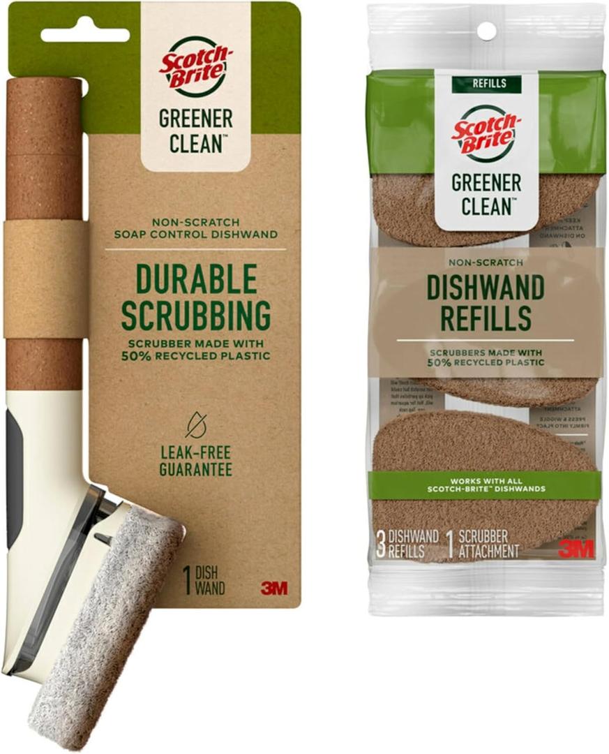 Scotch-Brite Greener Clean Non-Scratch Soap Control Dishwand with 3 Refills
