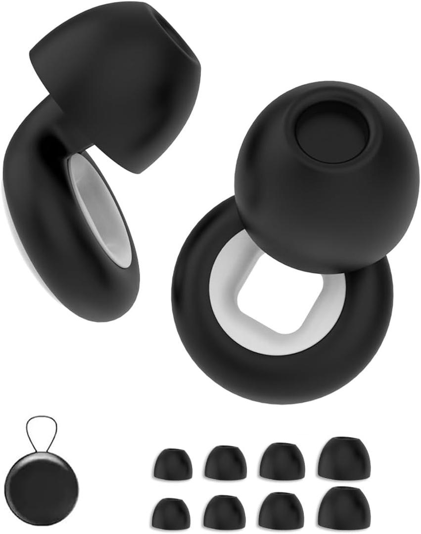 Earplugs for Motorcycles| Concert | - 27dB Noise Reduction, Super Soft Reusable Silicone Ear Plugs for Sleeping Noise Cancelling, Concerts, Motorcycles and Travel (Black White)