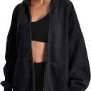 FAIABLE Womens Mens Zip Up Hoodie Oversized Acid Wash Hoodies Heavyweight Distress Cotton Fleece Zipper Hoodie Vintage (Black, L)