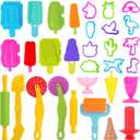 Dough Tools Set for Kids  31 PCS Summer-Themed Dough Play Tools with Animal Cutters, Ice Cream & Popsicle Molds, Dough Extruder  Clay and Dough Tools Kit (Random Colors)