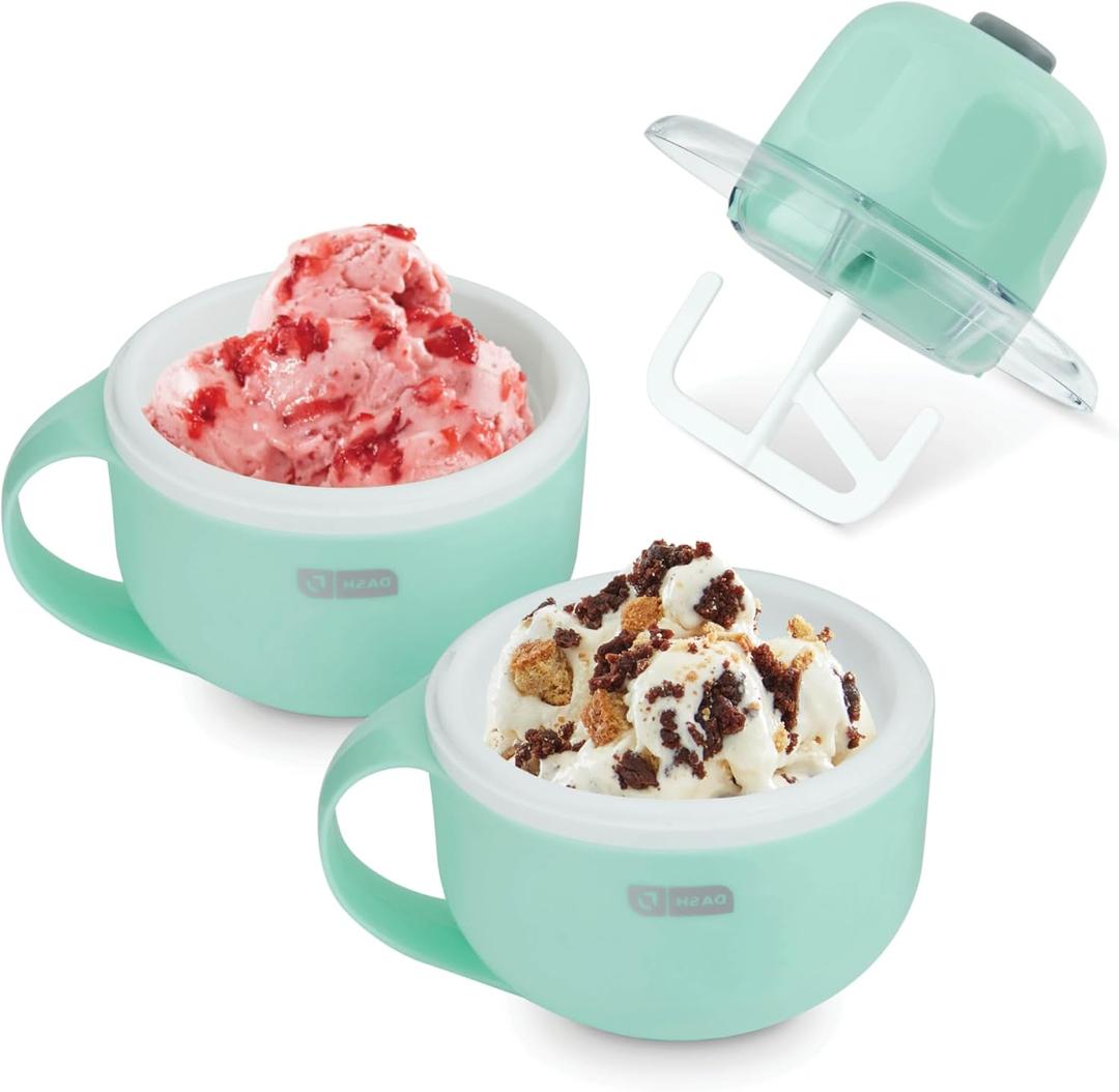 Dash My Mug Ice Cream Maker - Makes Single Serving of Gelato, Frozen Yogurt, Sorbet & More - Easy to Clean & Use - Aqua, 2 Bowls