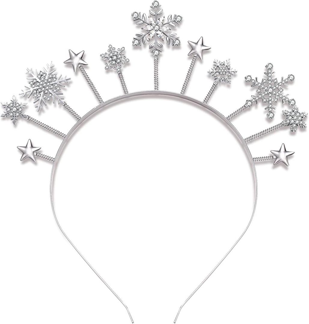 Christmas Headband for Women Crystal Reindeer Antlers Headbands Hairbands Holiday Party Gifts for Women Girls (Snowflake)