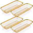 Singhoow 4 Pcs Gold Kitchen Drawer Baskets Stainless Steel Storage Container Mesh Storage Golden Utensil Holder Wire Basket Stackable Drying, 12 x 5 x 2 Inch