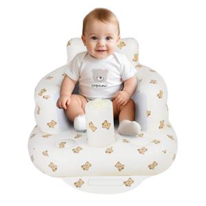 Inflatable Baby Seat for Babies 3 Months and Up, Toddler Floor Seats for Sitting Up, Built in Air Pump Baby Seats for Kids, Blow Up Baby Chair with Back Support  Cute Bear
