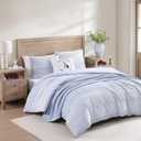 Tommy Hilfiger - Twin Comforter Set, Super Soft Bedding with Matching Sham, Breathable Bed Essentials (Modern Stripe White, Twin)
