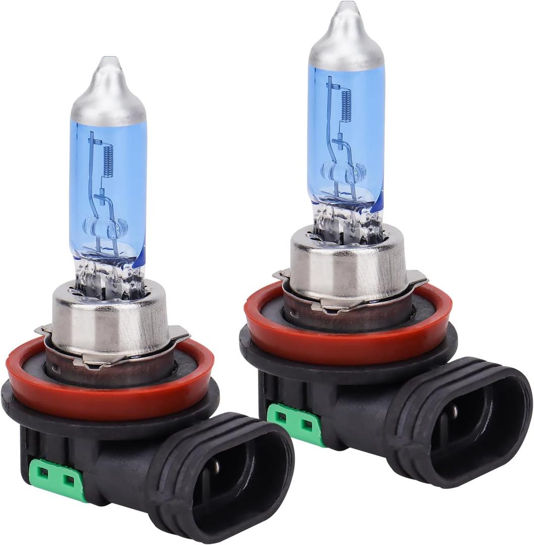 H11 Halogen Headlight Bulb - Safego DC 12V 55W Low Beam for Fog Light/DRL Replacement Bulbs, 5000K White Car Headlamp, DOT Compliant,Not fit 24V Vehicles,Pack of 2