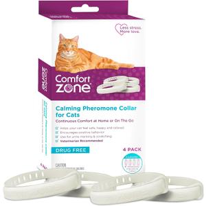 Comfort Zone Cat Calming Collar Value Pack: 4 30-Day Calming Collars for 120 Days of Calm; Cat Pheromones Help Anxiety, Reduce Stress, Urine Marking, Scratching; Indoor or Outdoor Cats; Long-Lasting