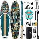 106 Inflatable Stand Up Paddle Board (SUP) for Adults and Youth with Non-Slip Deck Complete Accessories Kit, for Fishing, Yoga, Fitness & Family Fun