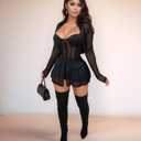 Jigfar Women Sexy Elegant Bodycon Jumpsuit Going Out Romper Birthday Party Club Night Outfits, Size M