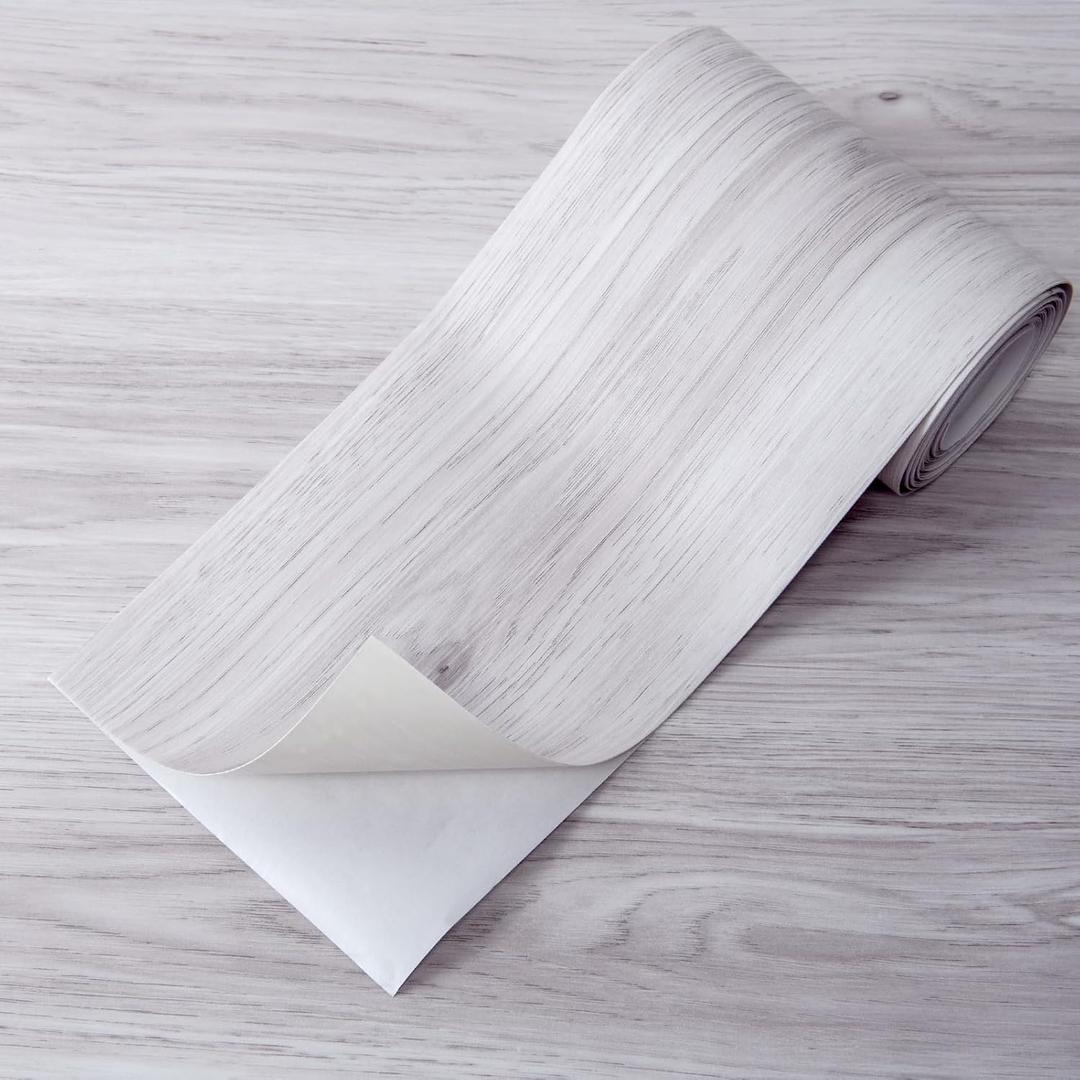 Art3d 15 Sq.ft Peel and Stick Floor Tiles, 10Pcs Luxury Vinyl Plank Flooring Wood Look, Adhesive and Waterproof Tile Sticker for Bedroom, Living Room, Kitchen, White/Grey