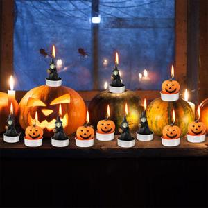 12pcs Halloween Candles, 6 Halloween Pumpkin Candles & 6 Halloween Witch Candle Tabletop Candle Decor Thanksgiving Candles Funny Spooky Candles for Home Halloween Decor