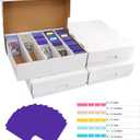 5 Row Trading Card Storage Box,3950-count Cardboard Storage Box with 32 Pcs Dividers+48 Pcs index Labels for Mtg, Tcg, Sports Cards (4 Pack-Large)