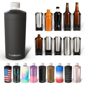 Universal Buddy XL Can Cooler by Frost Buddy - Fits 12-ounce, 16-ounce, 20-ounce, and 24-ounce Cans and Bottles - Keep Your Drinks Refreshingly Chilled for over 12 hours. (Black)