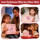 Kids Winter Gloves Hat Scarf for Girls,Ages 3-10 Kids Christmas Gifts,8 7 6 Years Old Girl Wool Beanie Gloves Hat Scarf (Pink)