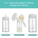COMI Wide Neck Glass Breastmilk Collection n Storage Bottle, 8oz with Screw Ring Sealing Disk; Re-markable Sealing Disc. BPA Free, Fits Breast Pumps & Nipples (4 Gray Lids)