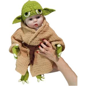 Newborn Photography Props Outfits Boy Girl Baby Crochet Outfits Handmade Infant Photo Shoot Knitted Baby Costume Sets (Green 5pcs)