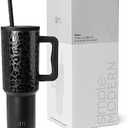 Simple Modern 40 oz Trek Tumbler with Handle and Straw Lid | Cup Holder Friendly Insulated Stainless Steel Travel Mug | Midnight Black