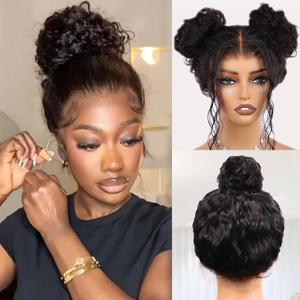 YMY Hidden Strap 360 Glueless Wigs Human Hair Pre Plucked Pre Cut Water Wave 180 Density HD Full Lace Front Wigs Human Hair With Drawstring Natural Hairline Frontal Wig For Women (24inch)