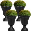 Dandat 4 Pack Large Outdoor Urn Planter 22 inch Tall Plastic Planter for Front Proch Classic Vase Decorative Garden Pot for Indoor Outdoor Door Patio Deck Decor(Black)
