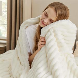 Bedsure Sherpa Blanket King Size for Bed - Super Soft, Cozy Fleece Thick Warm Blanket for Winter Christmas, GentleSoft Home Room Decor, White, 108x90 Inches