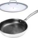 Crucible Cookware Hybrid Nonstick Frying Pan, 11-Inch, Tri-ply Stainless Steel + Tempered Glass Lid, Compatible with All Cooktops