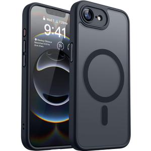 CANSHN Magnetic for iPhone 16e Case, Upgraded [Full Camera Protection] [Compatible with Magsafe] [Translucent Matte] Shockproof Protective Phone Case for iPhone 16e - Black | Magnetic, Upgraded, Full Camera Protection, Compatible with Magsafe, Translucent Matte, Shockproof, Protective