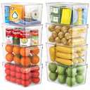 theaoo Clear Storage Bins with Lids Stackable - Large Plastic Containers for Pantry Organization and Storage - Perfect for kitchen, Fridge, Laundry Room, Bathroom, Garage, Closet, Cabinet Organizer - 8 Pack