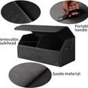 car organizers and storage for SUV,trunk organizer for sedan, leather foldable sleek box with lid,collapsible cargo bins, tool accessories containers,Collapsible Suede velvet (18 inch Covered)