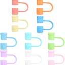 10 Pieces Silicone Straw Cover Set Reusable Drinking Straw Toppers Compatible with 6-8mm Straws 10 Colors Perfect for Traveling, Picnicking, Fitness, Party Decoration, and Protection