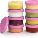 Condiment Cups Containers with Lids- 8 pk. 1.3 oz.Salad Dressing Container to go Small Food Storage Containers with Lids- Sauce Cups Leak proof Reusable Plastic BPA free for Lunch Box Picnic Travel (Pink)
