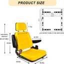 Universal Tractor Seat with Adjustable Backrest and Headrest, Yellow Forklift Seat with Armrest and Self-rebounding Safety Belt, Heavy Duty Seat for Excavator Lawn Mower Backhoe Dozer