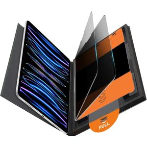 OMOTON 2 Pack Privacy Screen Protector for iPad Pro 11 Inch 2022/2021/2020/2018 iPad Air 5th 4th Generation Air 5/4 10.9 Inch 2022/2020, Anti-Spy Tempered Glass with Installation Tray, Case Friendly (Black)