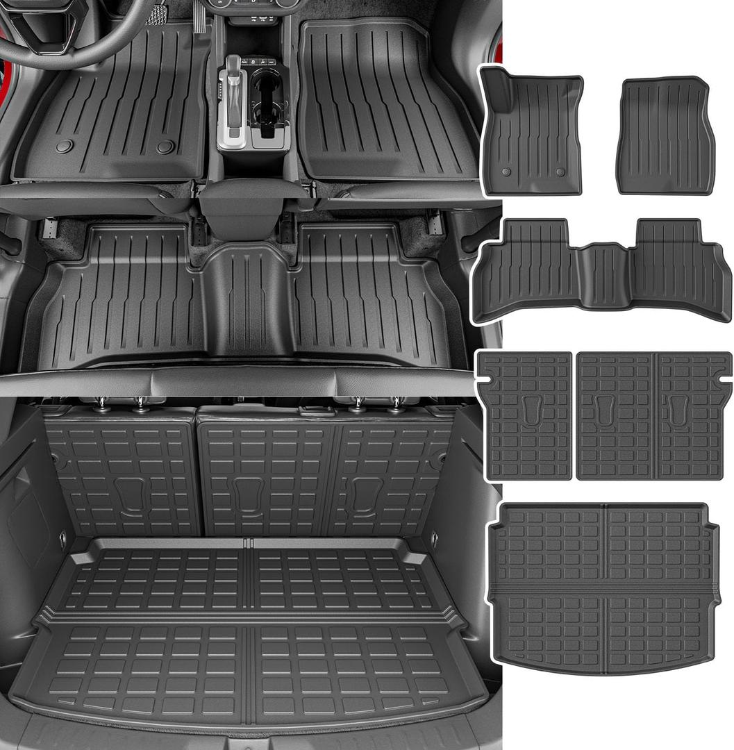 powoq AWD Floor Mat Compatible with 2021-2025 Chevy Trailblazer Trunk Mat Cargo Mat TPE Backrest Liner Replacement for 21-25 Chevy Trailblazer AWD Accessories (AWD Floor Mat+Trunk Mat+Backrest Mat)