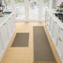 Kitchen Mat Set of 2 PCS, Cushioned Non Slip Rugs for Kitchen Floor, Absorbent Runner Comfort Standing Mats Washable for Kitchen, Office, Home (Brown, 17.3"x30"+17.3"x71")