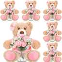 Pink 6 Set Baby Shower Bear Centerpieces for Tables Mason-Style Glass Jars with Artificial Peonies and Baby's Breath Rustic Table Decor for Gender Reveal Party Wedding