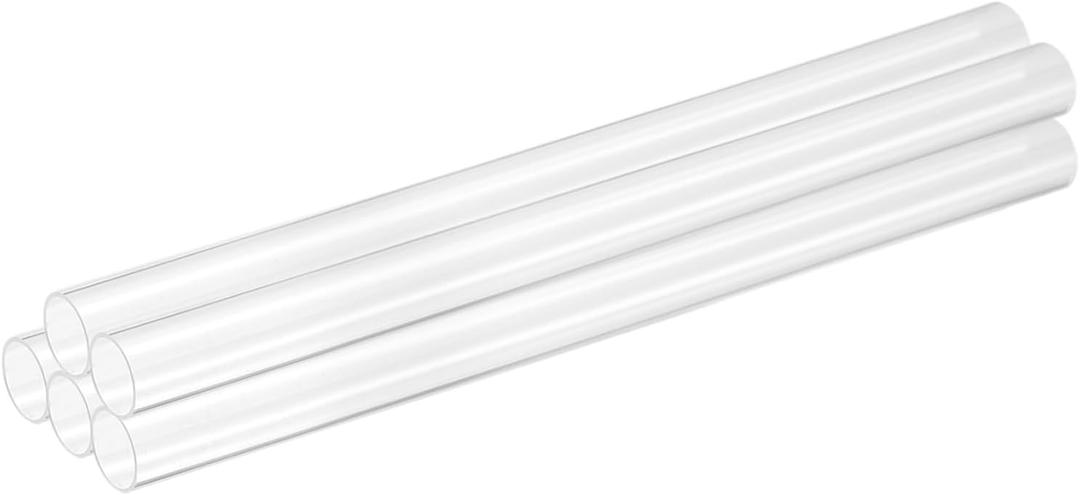 Uxcell 5Pcs Clear Rigid Acrylic Pipe, 13mm(0.51") ID x 15mm(0.59") OD 10" Round Polycarbonate Tube Plastic Tubing for Plumbing, Lighting, Aquarium, DIY Projects