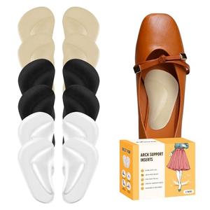 ZUCNANA Arch Support Inserts for Women Flat Feet (12 Pieces), Soft Gel Arch Support Insoles for Plantar Fasciitis, Reusable Arch Pads for Foot Pain Relief, One Size Fits Any