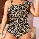 Aqua Eve Plus Size Bathing Suits for Women One Piece Swimsuits One Shoulder Ruffle Tummy Control Swimwear
