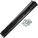 X AUTOHAUX 36 Pcs 14G J Bend 2mm Bike Bicycle Spokes with Nipples Steel Black
