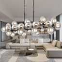 Chandeliers for Dining Room, 54'' Large Dining Room Light Fixture Modern Sputnik Oval Chandelier with Smoke Gray Glass 32-Light Oversized Chandelier for Living Room Entryway Bar Cottage G9 Socket (Smoke Grey)