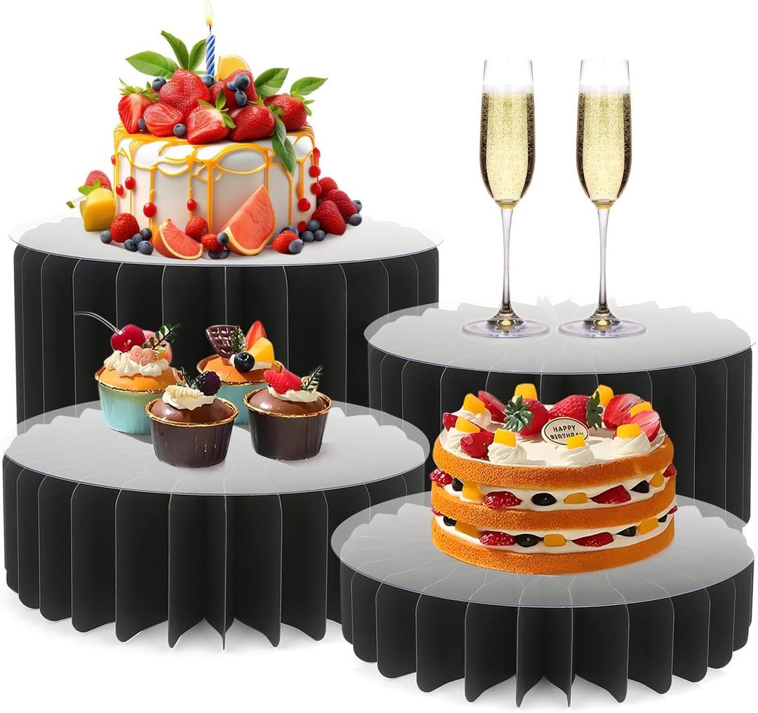 Buffet Risers Food Risers for Buffet Table Acrylic Risers Display Stands Tall Cake Stands Cylinder Stands for Party Pedestal Cake Stand Dessert Table Display Set Cupcake Stands Cupcake Display
