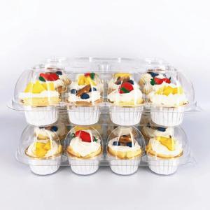 BPA FREE Plastic Disposable Standard 12 Cupcake Holder Carrier - Clear Tall dome for Tall Frosting Decoration-Perfect for Valentine's Day - Set of 15