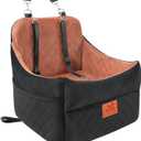Dog Car Seat for Small/Medium Dogs, Dog Booster Car Seats with Thick Cushion for Dogs Under 35 lbs, Detachable Washable Pet Carseat with Storage Pockets, 2 Safety Belts(Black/Brown)